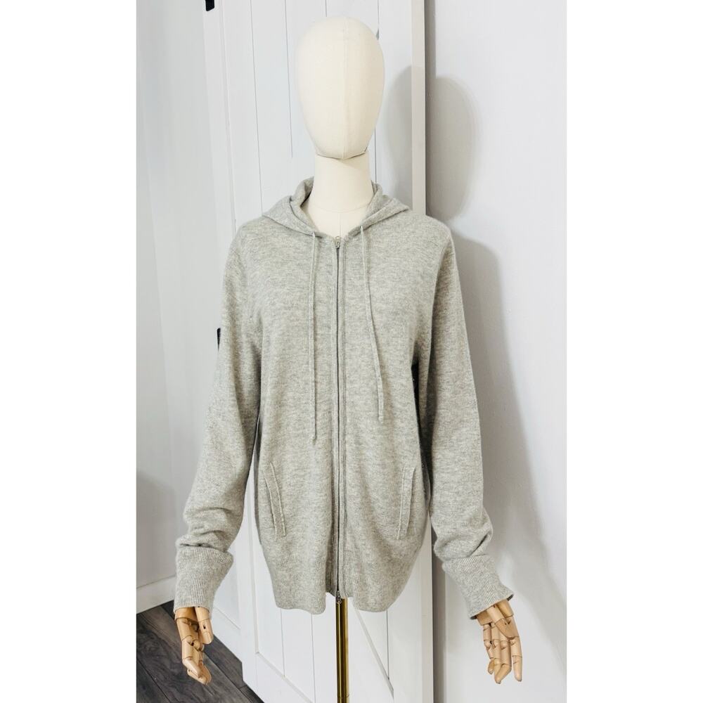 J. Crew Collection Women Size XL Italian Cashmere Zip Hoodie Jacket Sweater Gray